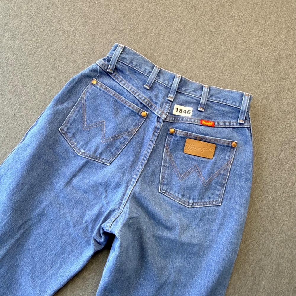Wrangler 12MWZG Cowboy Cut High Waisted Straight Leg Jeans Blue Womens 7/8x36